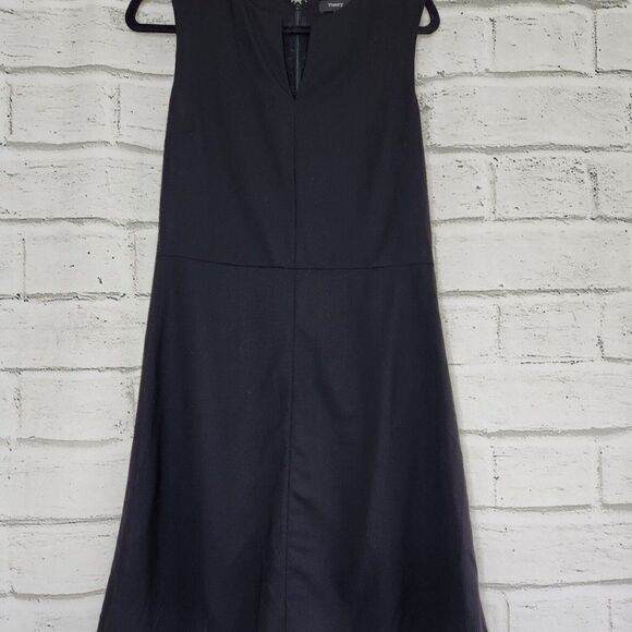 Theory Women's Myani Contour Sleeveless Solid Black Knee Length Dress Stretch 8 - Picture 3 of 11